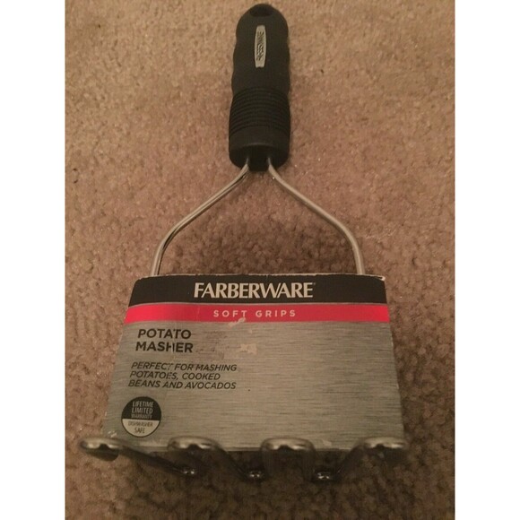 Farberware Pro Potato Masher Black Stainless Steel with Soft Grip Black Handle - Picture 1 of 7